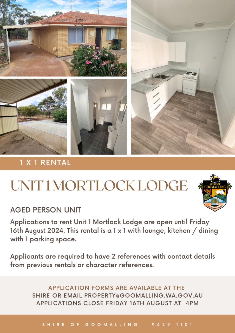 Unit 1 Mortlock Lodge is currently available for rent.