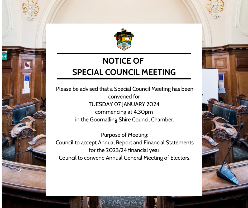 NOTICE OF SPECIAL COUNCIL MEETING